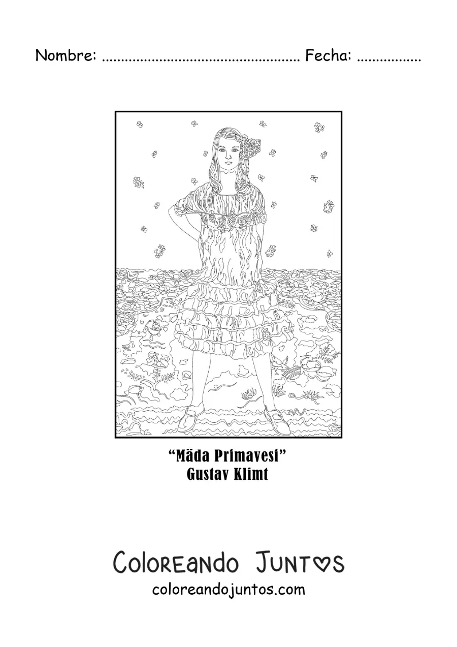 Imagen para colorear de Retrato de Mada Primavesi de Gustav Klimt