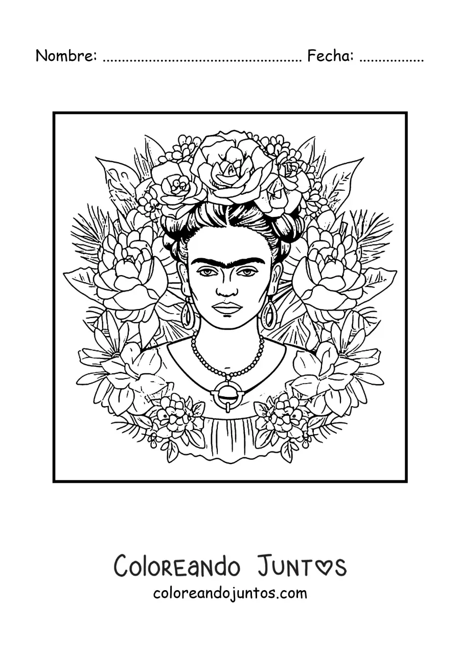 Imagen para colorear de pintura de frida kahlo