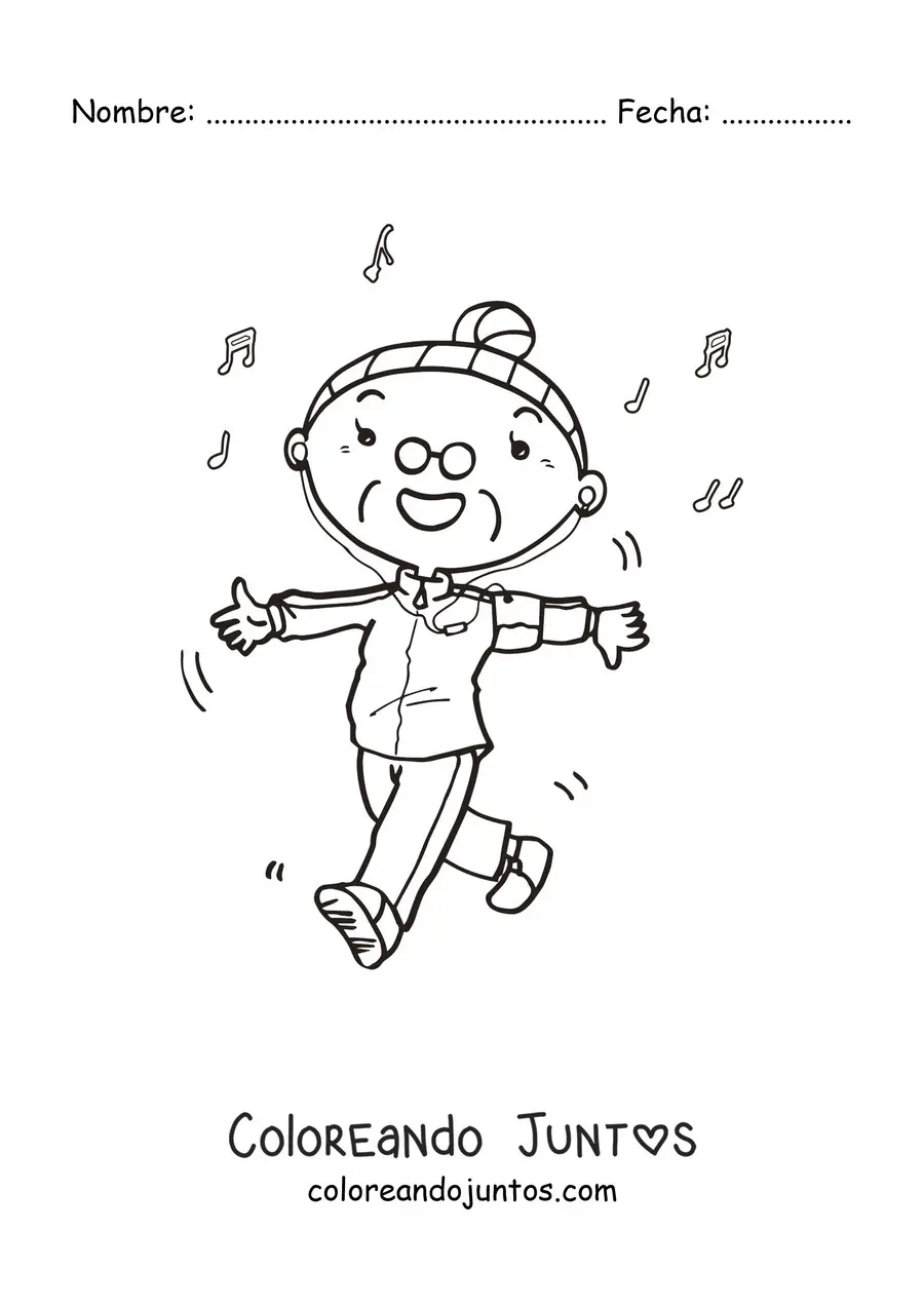 Imagen para colorear de una abuela haciendo ejercicio