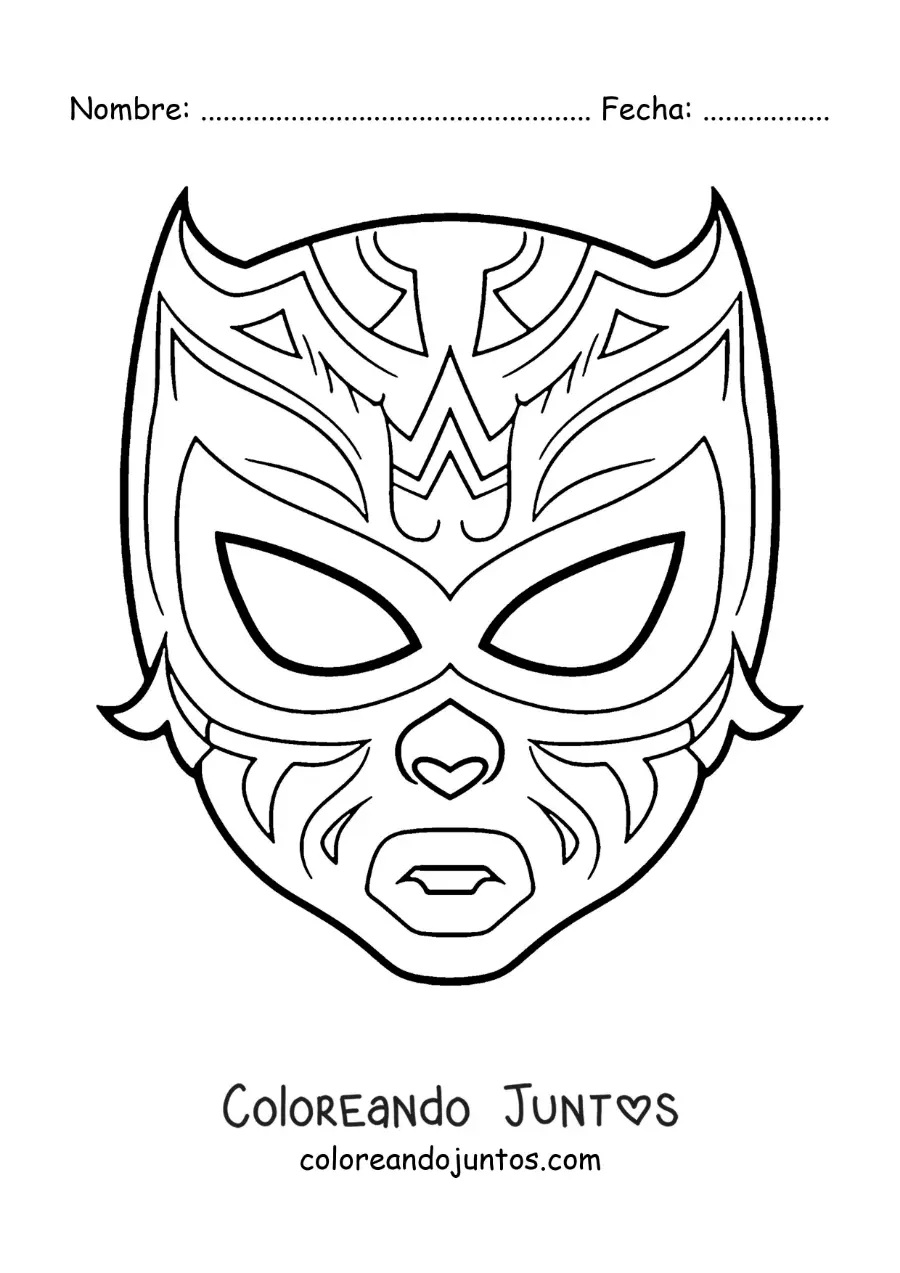 Imagen para colorear de máscara de luchador para Halloween