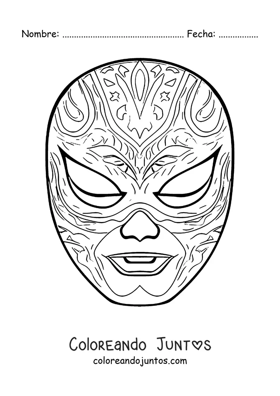 Imagen para colorear de máscara de lucha libre para disfraz de Halloween