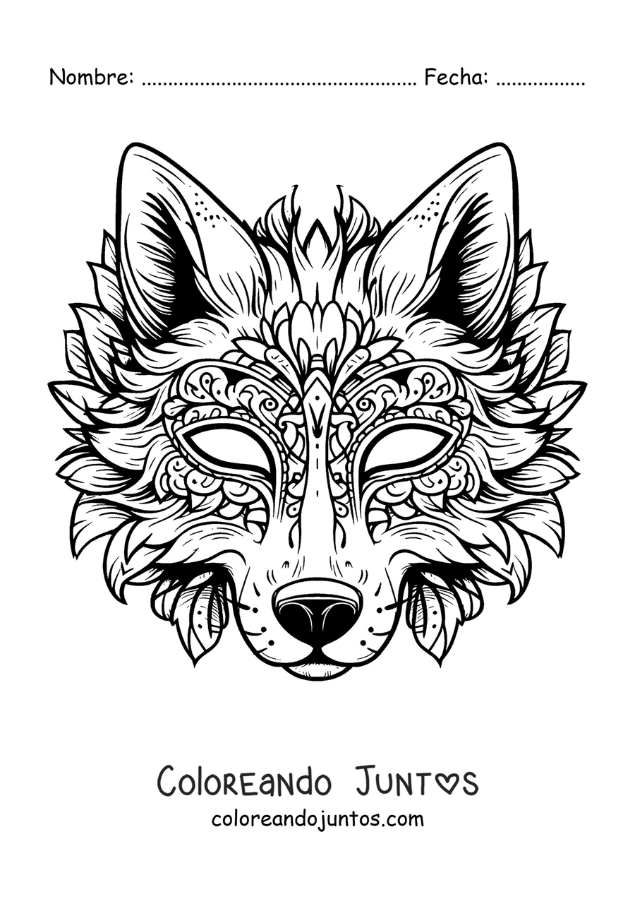 Imagen para colorear de careta de gato