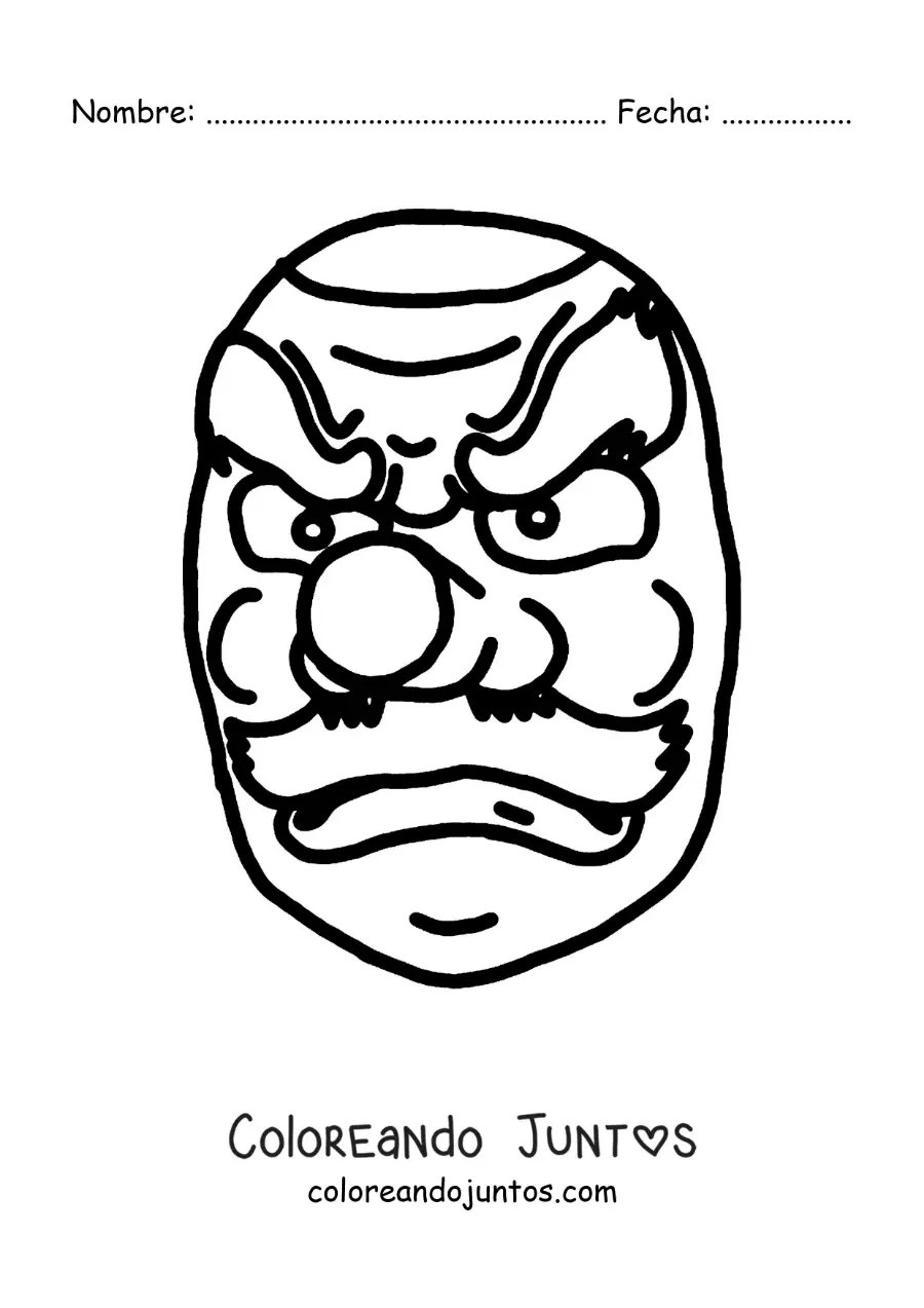 Imagen para colorear de máscara japonesa Tengu
