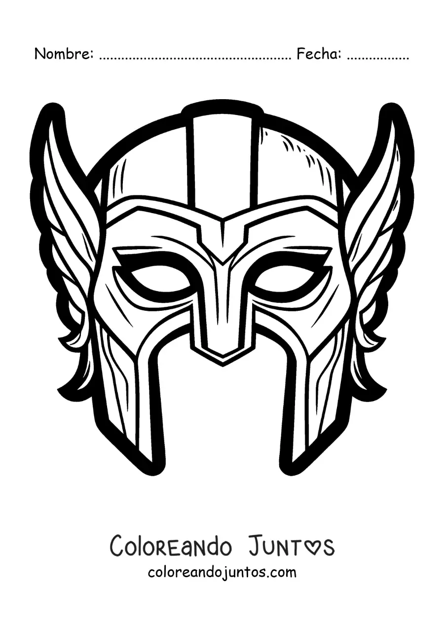Imagen para colorear de máscara de Thor de los Vengadores