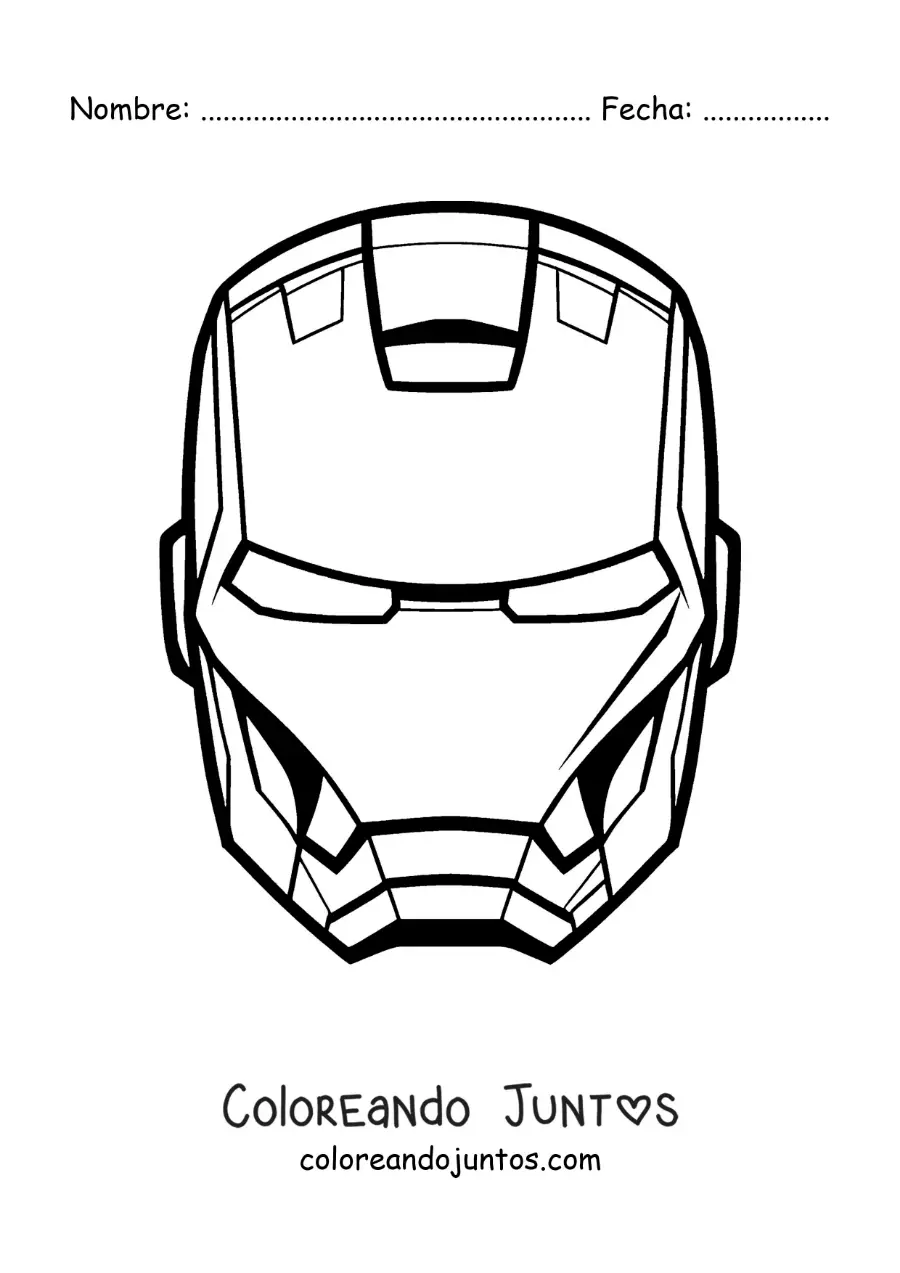 Imagen para colorear de máscara de Iron Man para disfraz infantil