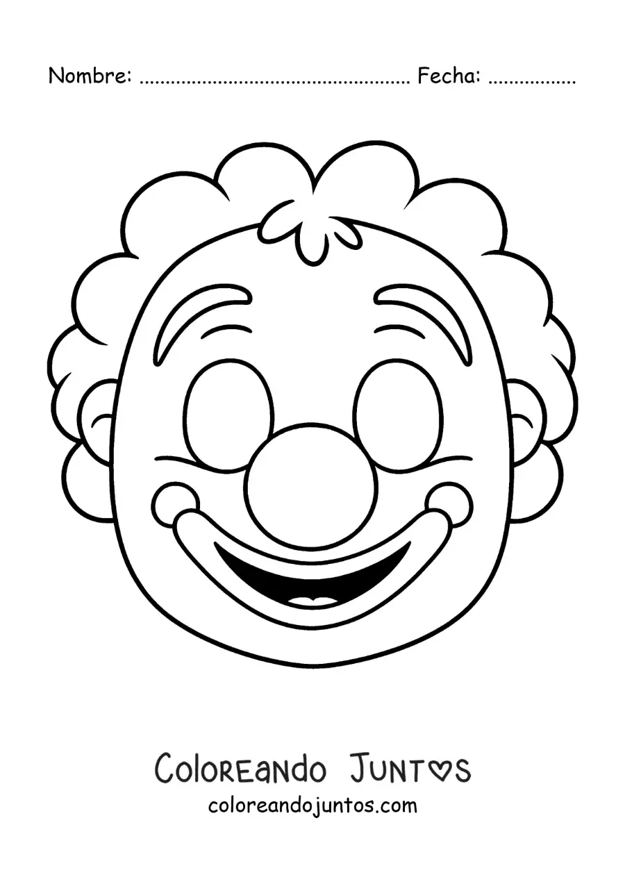 Imagen para colorear de máscara de payaso