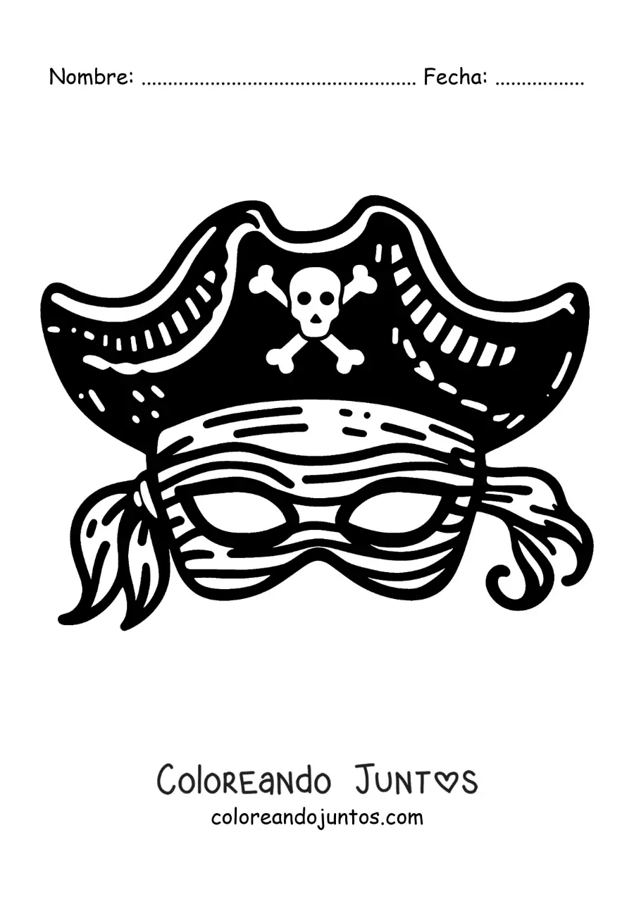 Imagen para colorear de antifaz de pirata