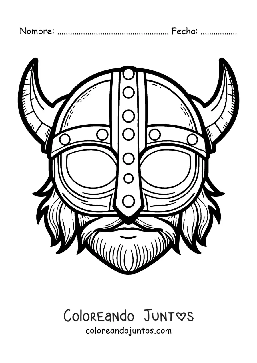 Imagen para colorear de máscara de vikingo