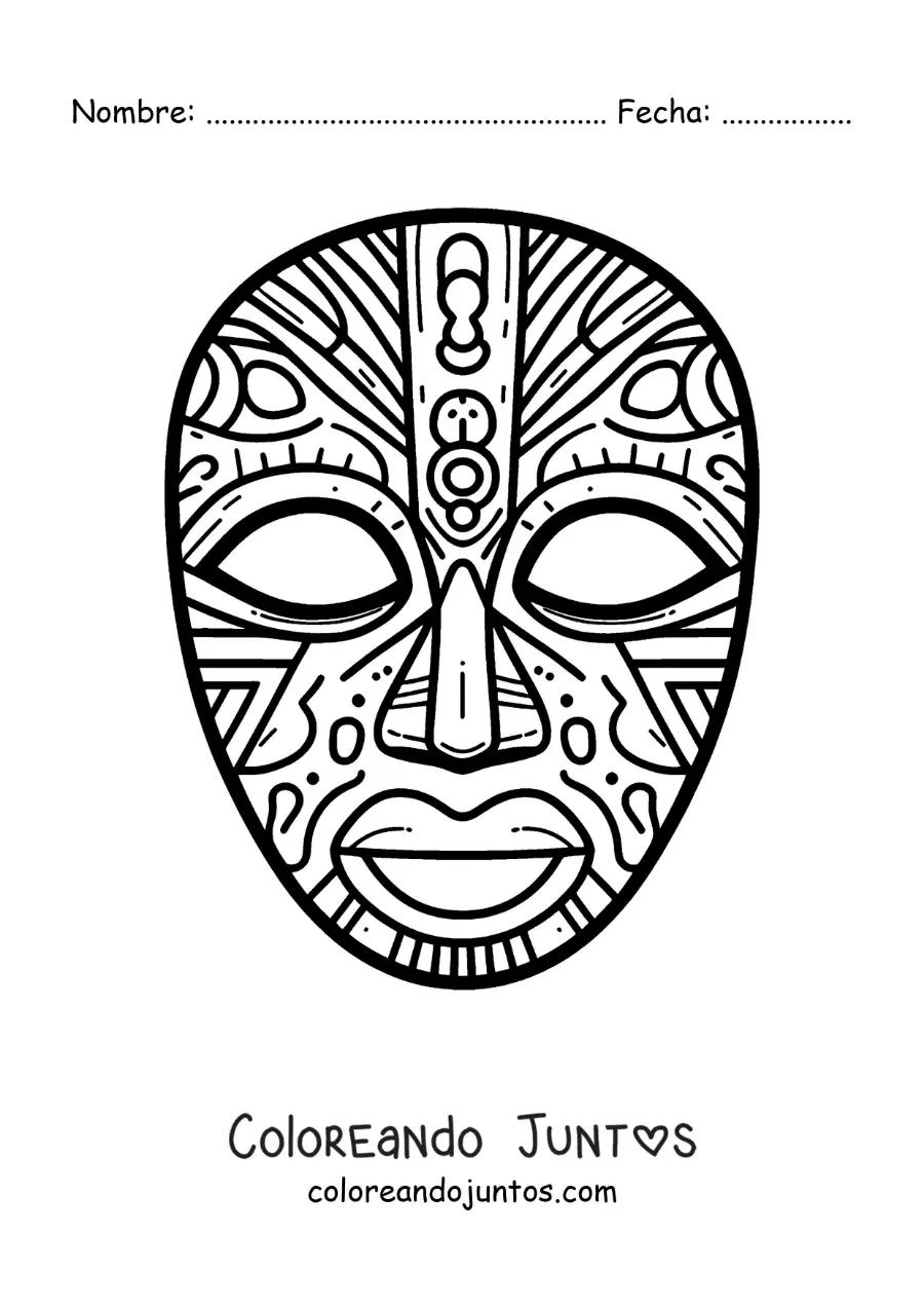Imagen para colorear de máscara africana