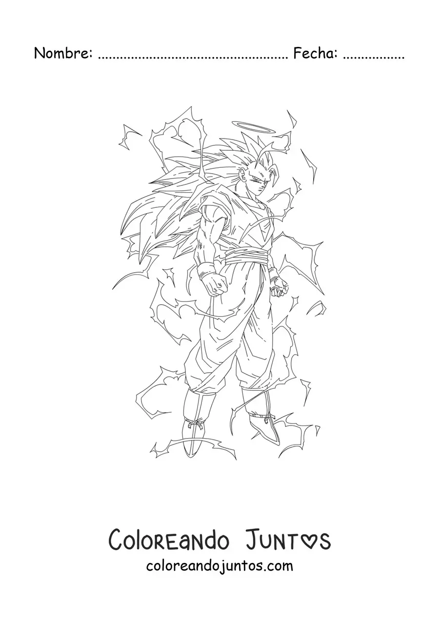 Imagen para colorear de Goku en modo Super Saiyajin 3
