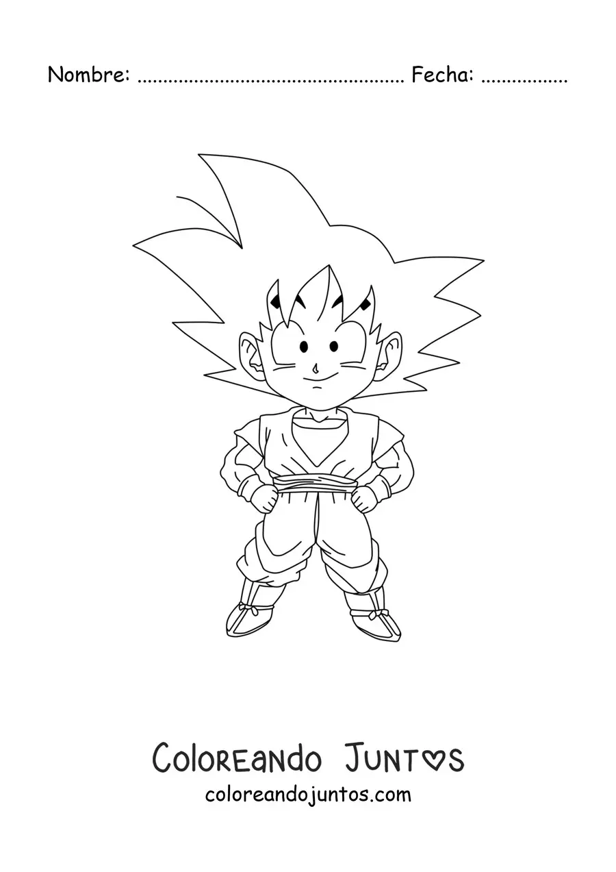 Imagen para colorear de Goku niño kawaii