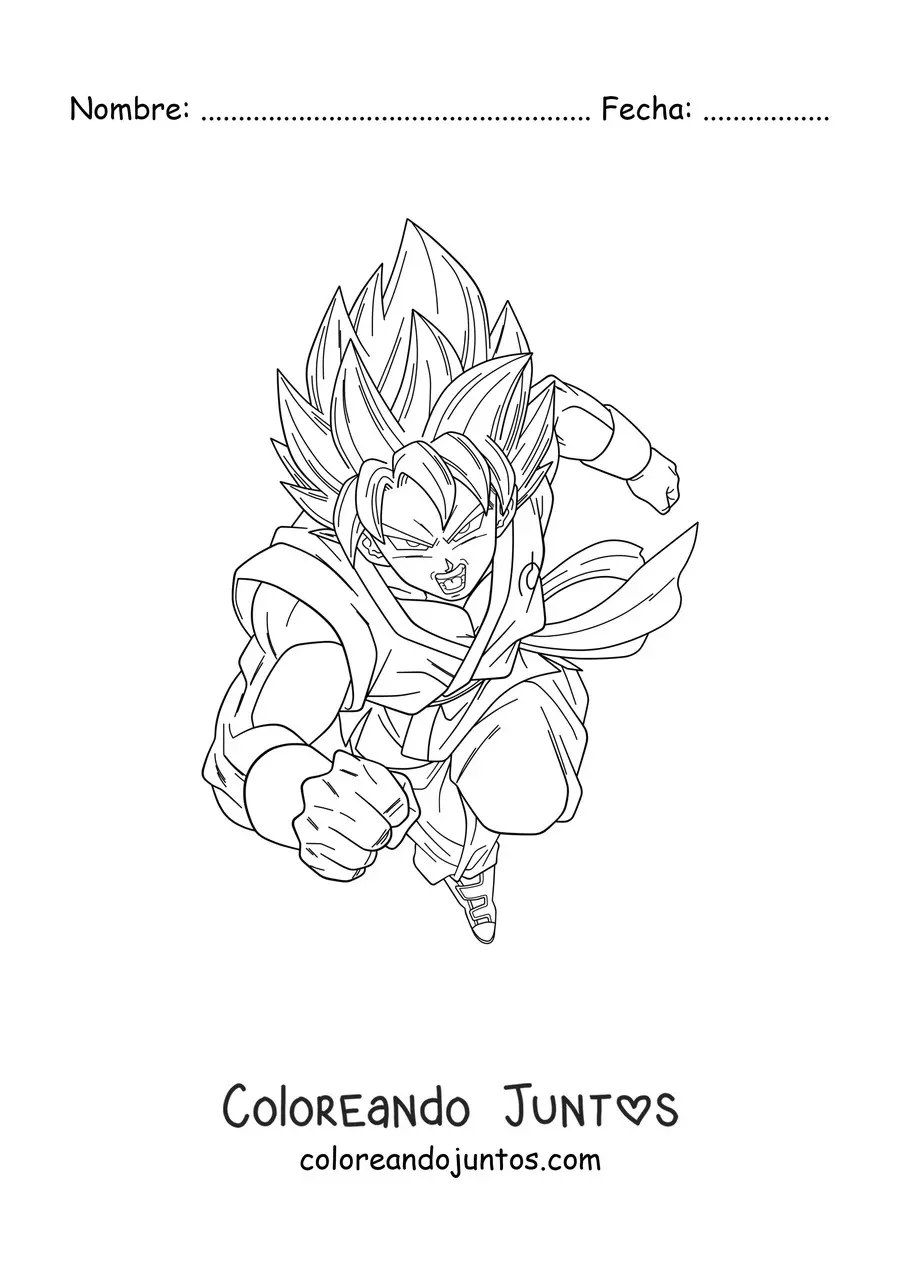 Imagen para colorear de Goku en modo Super Saiyajin Blue