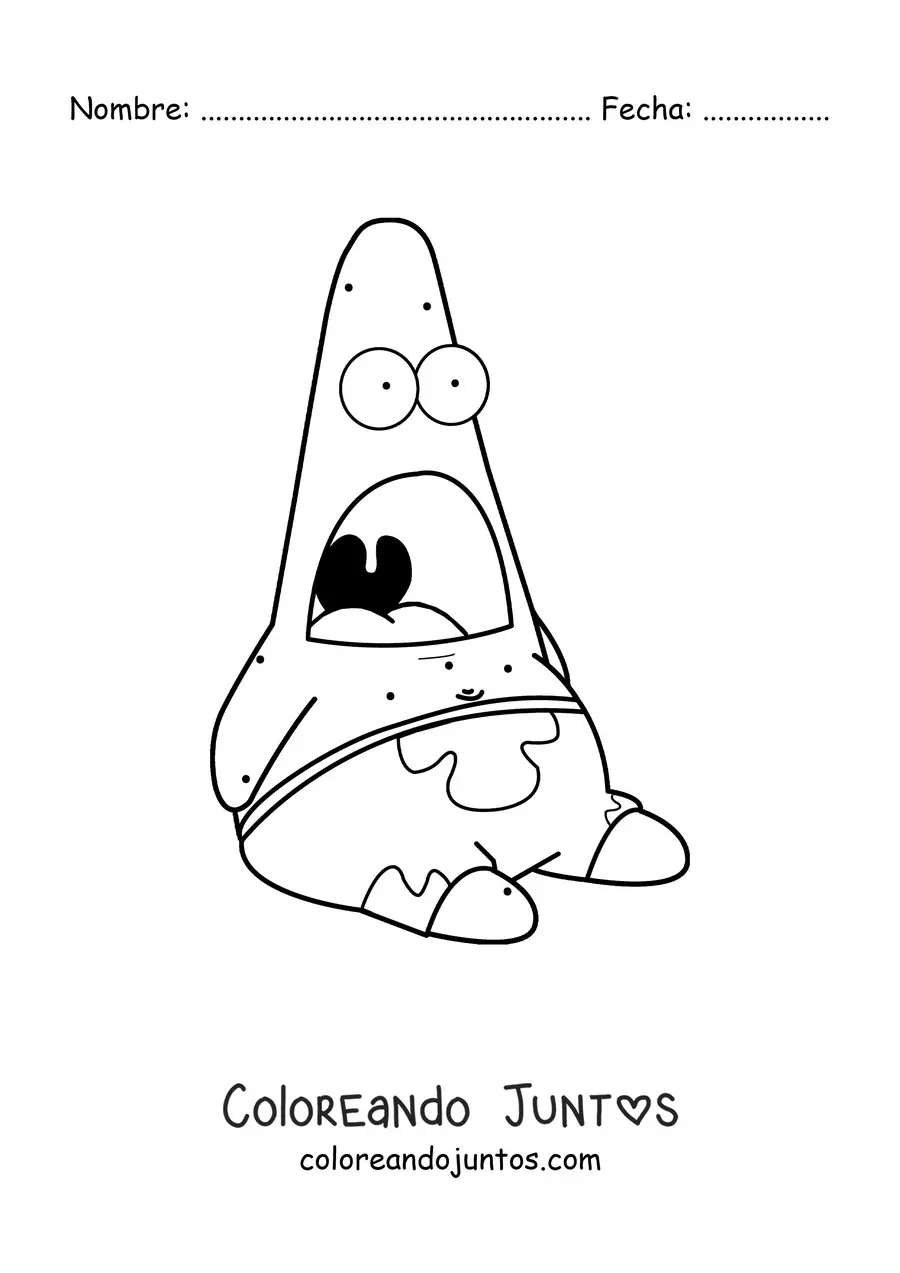 Imagen para colorear del meme de Patricio sorprendido