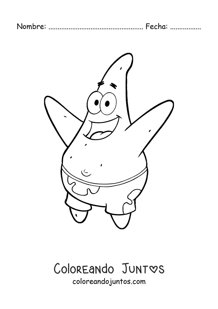 Imagen para colorear de Patricio feliz