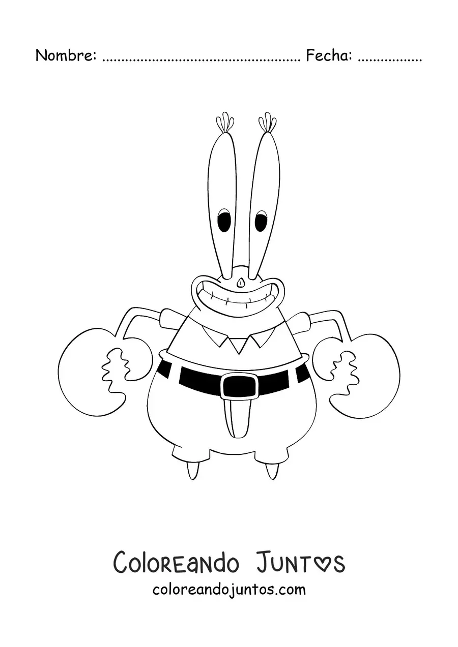 Imagen para colorear de Don Cangrejo sonriendo