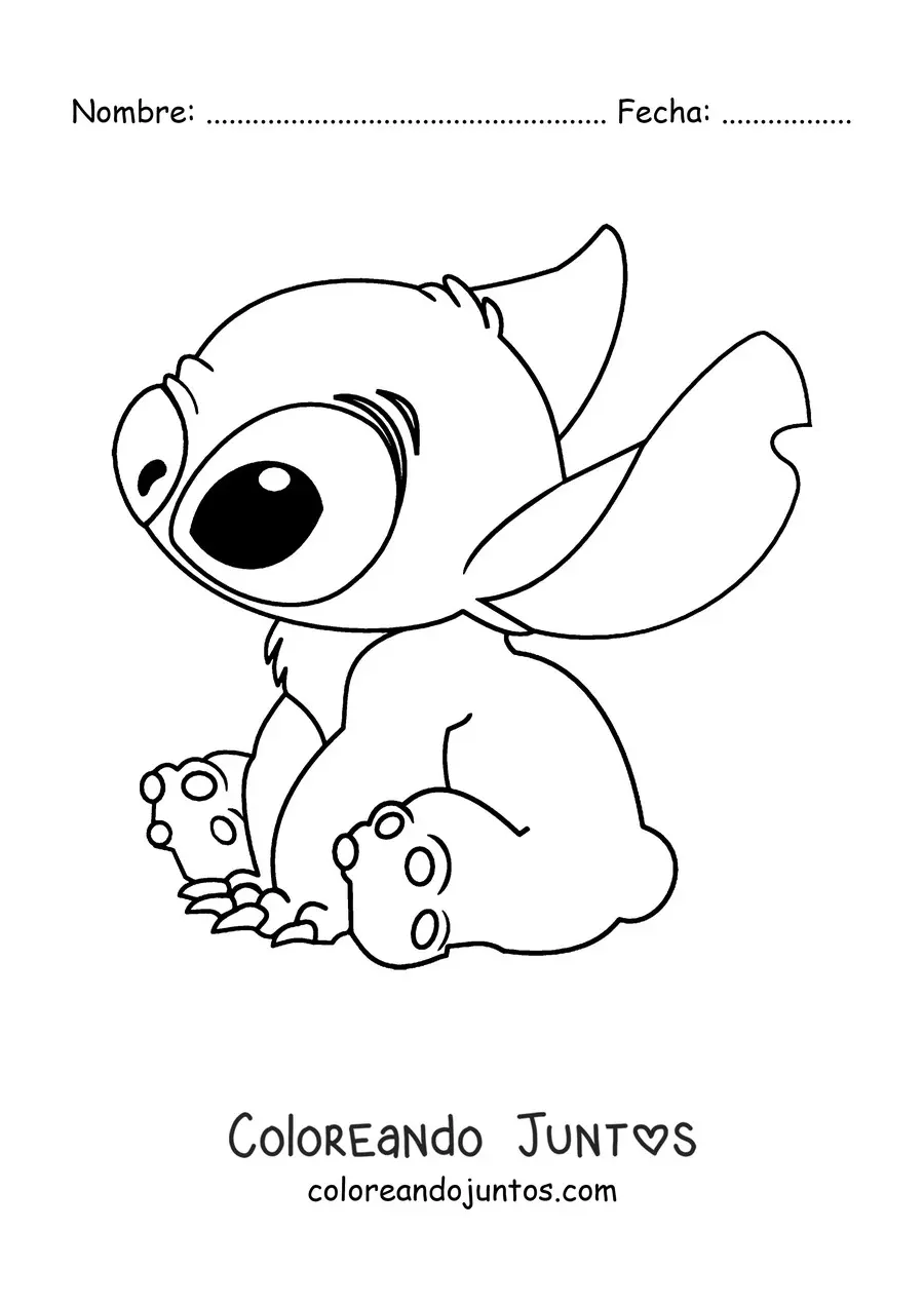 Imagen para colorear de Stitch kawaii sentado