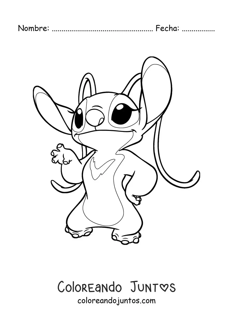 Imagen para colorear de la novia de Stitch
