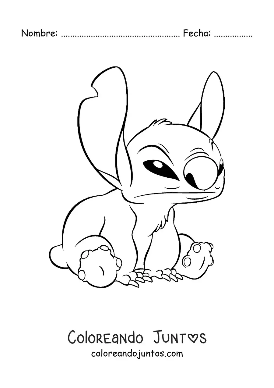 Imagen para colorear de Stitch sentado enojado