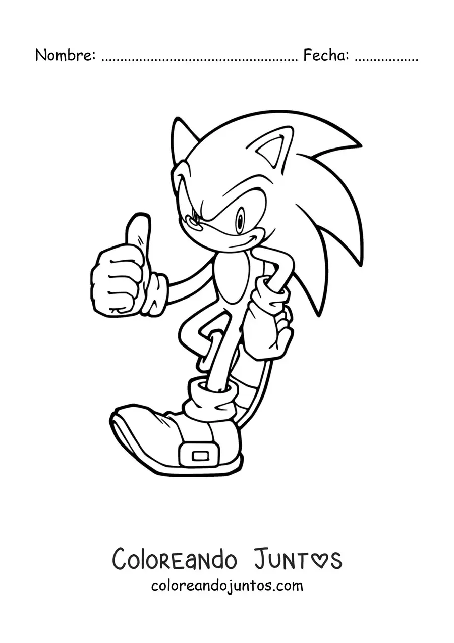 Imagen para colorear de Sonic el erizo