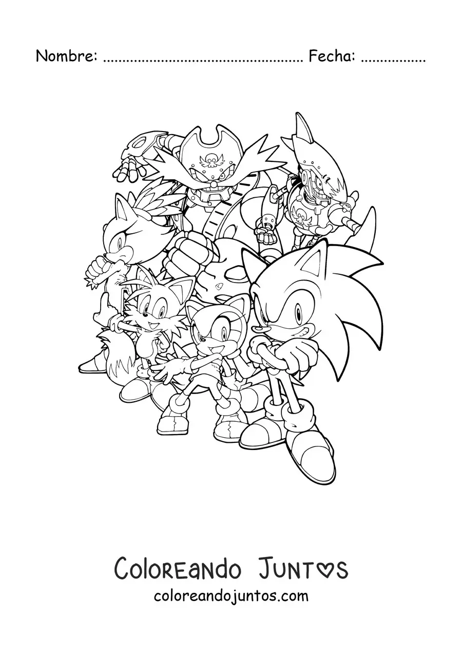 Imagen para colorear de Sonic y sus amigos