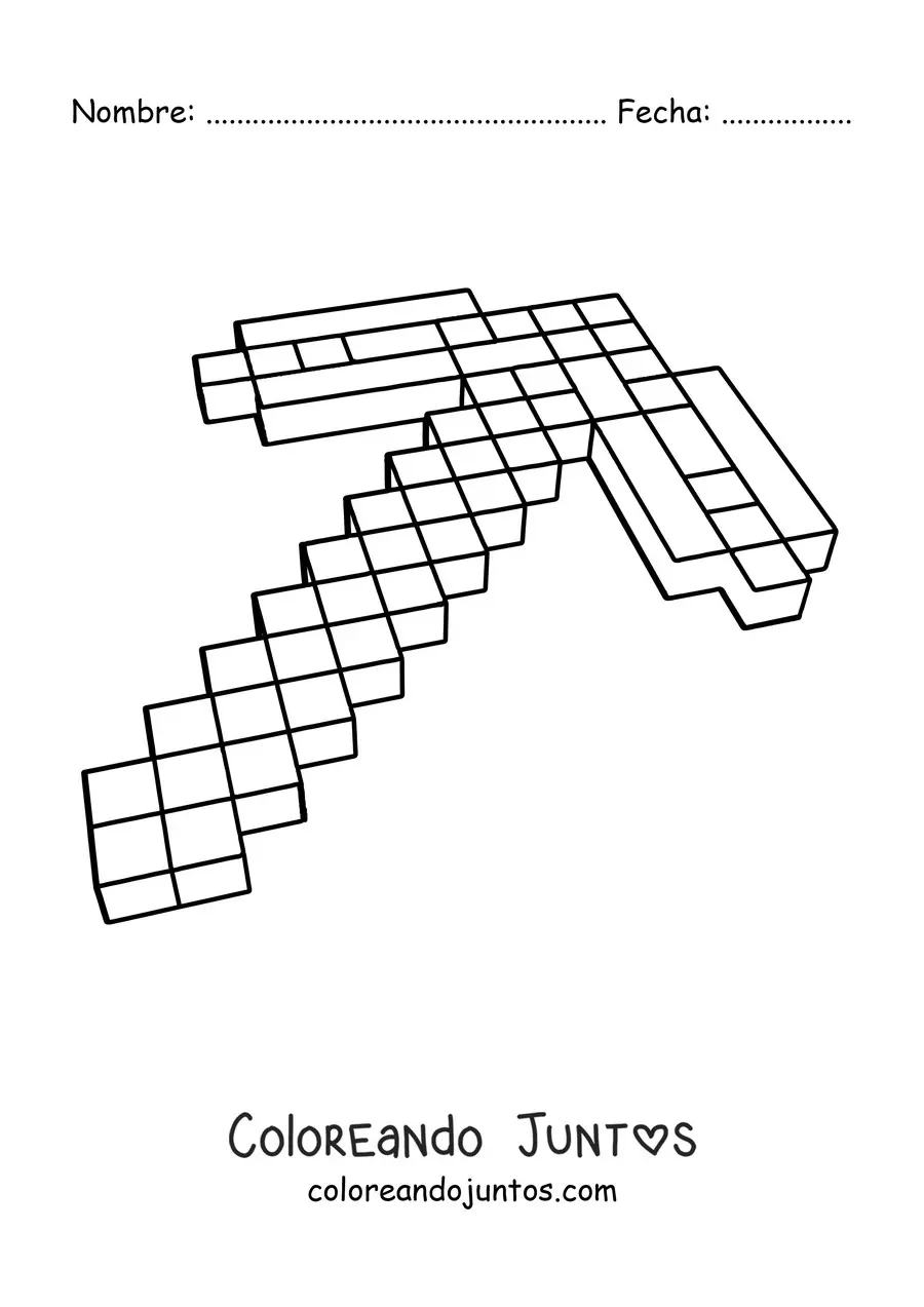 Imagen para colorear de un pico de Minecraft