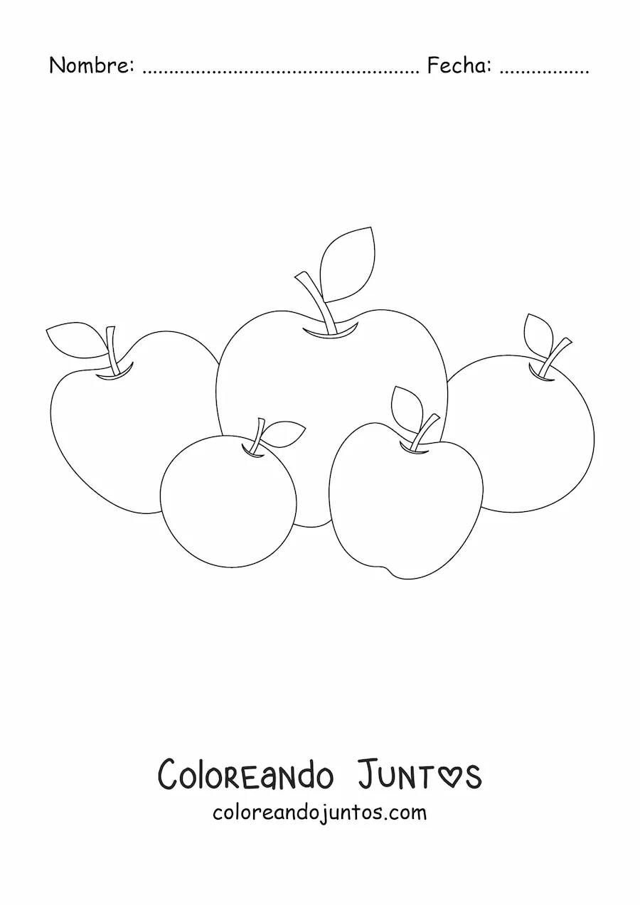 Imagen para colorear de cinco manzanas