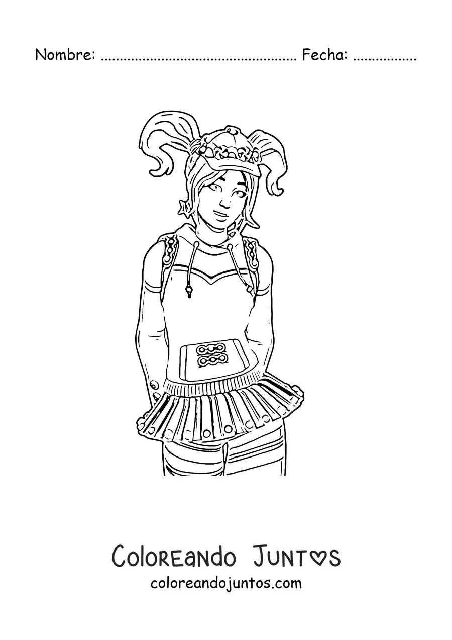 Imagen para colorear de Zoey de Fortnite con los brazos atrás