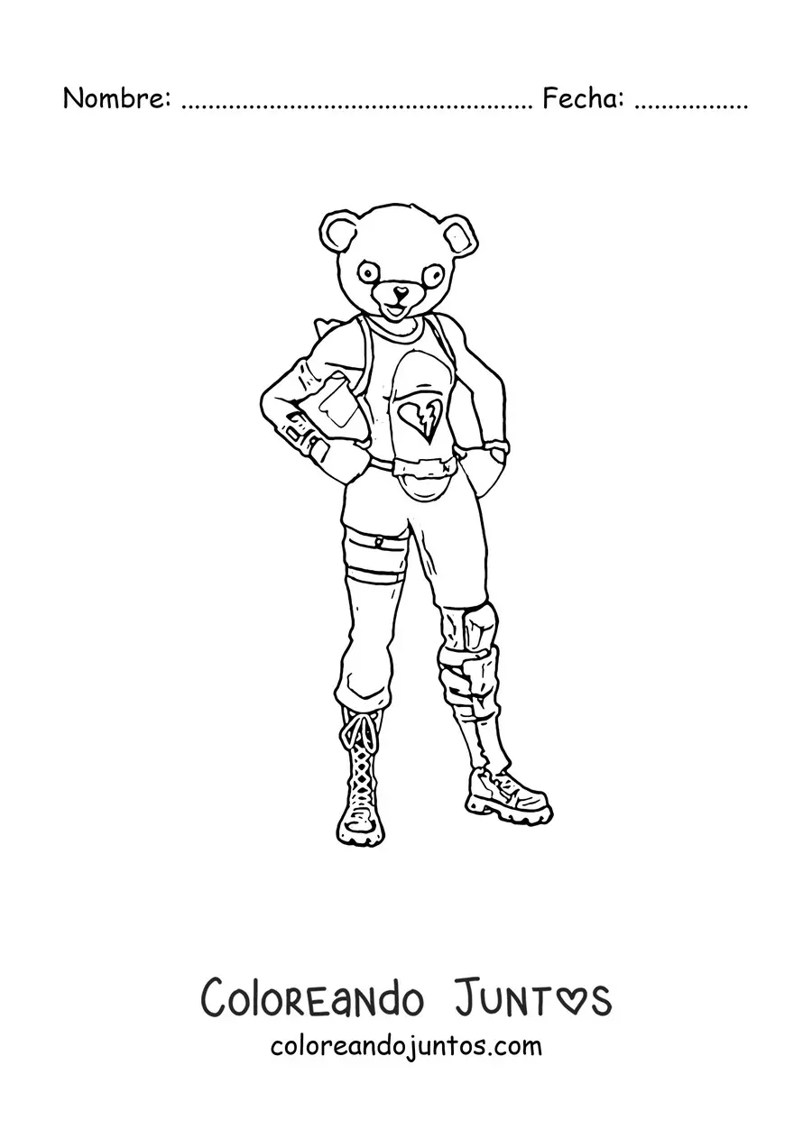 Imagen para colorear del Oso amoroso de Fortnite