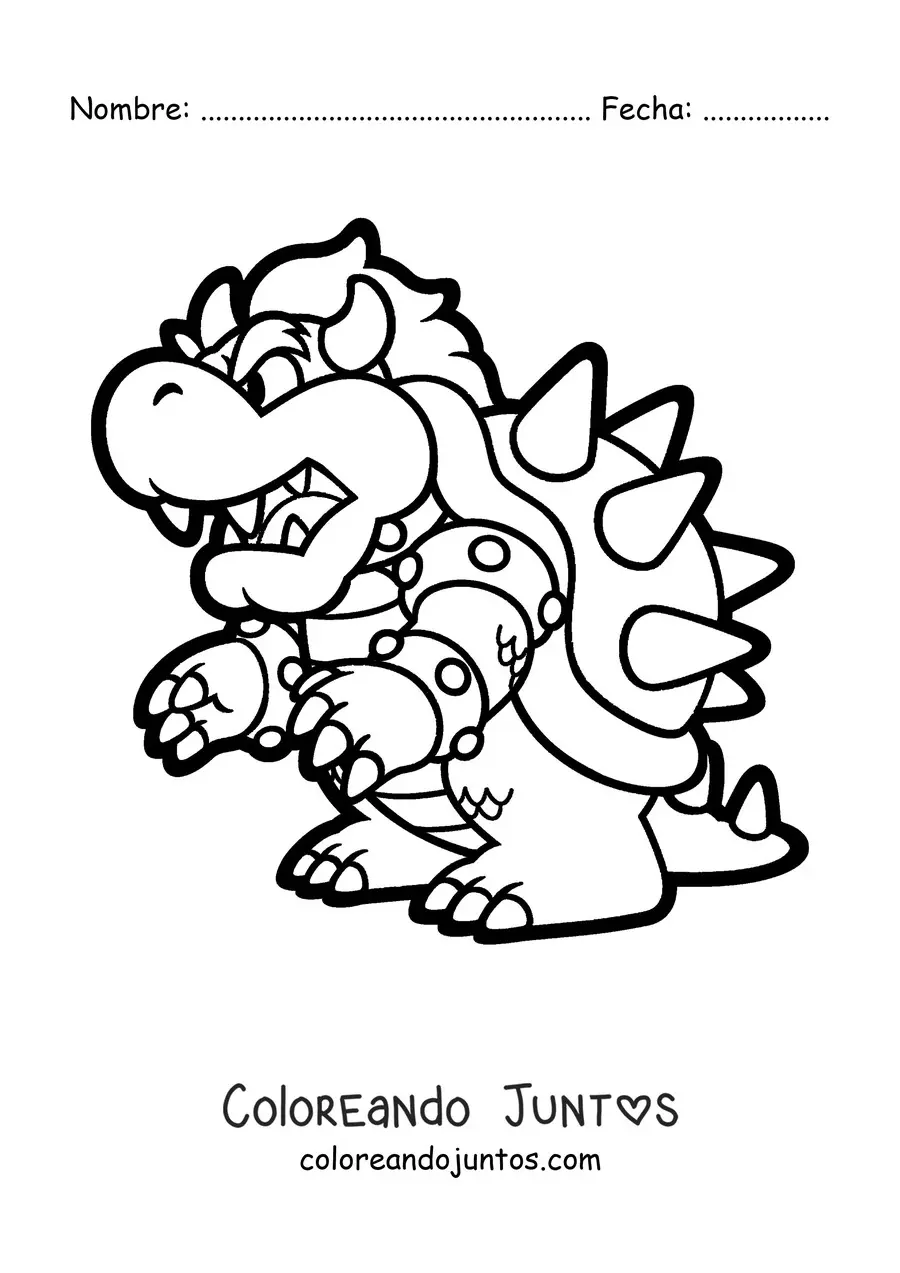 Imagen para colorear de Bowser de Mario Bros de perfil