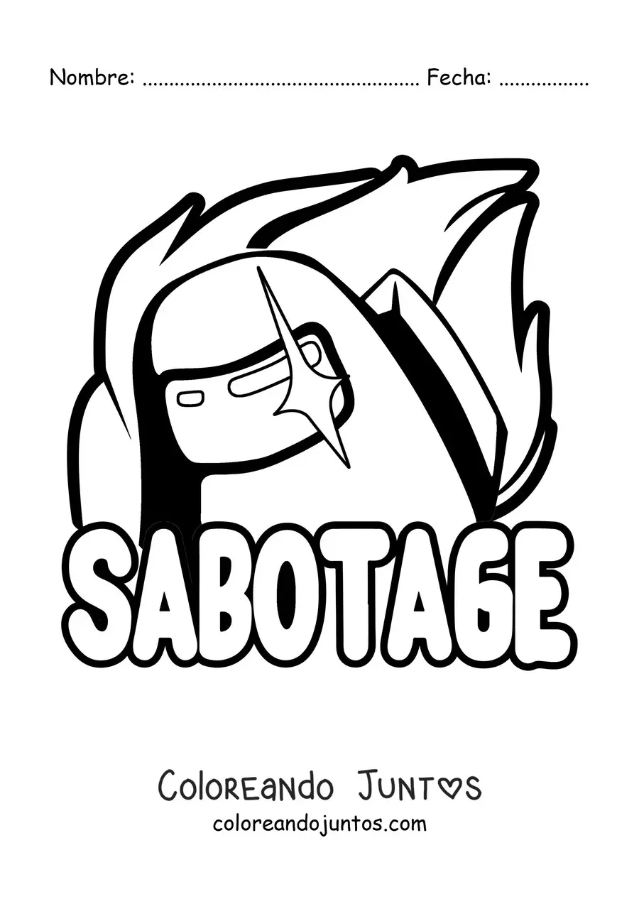 Imagen para colorear de la alerta de sabotaje de Among Us