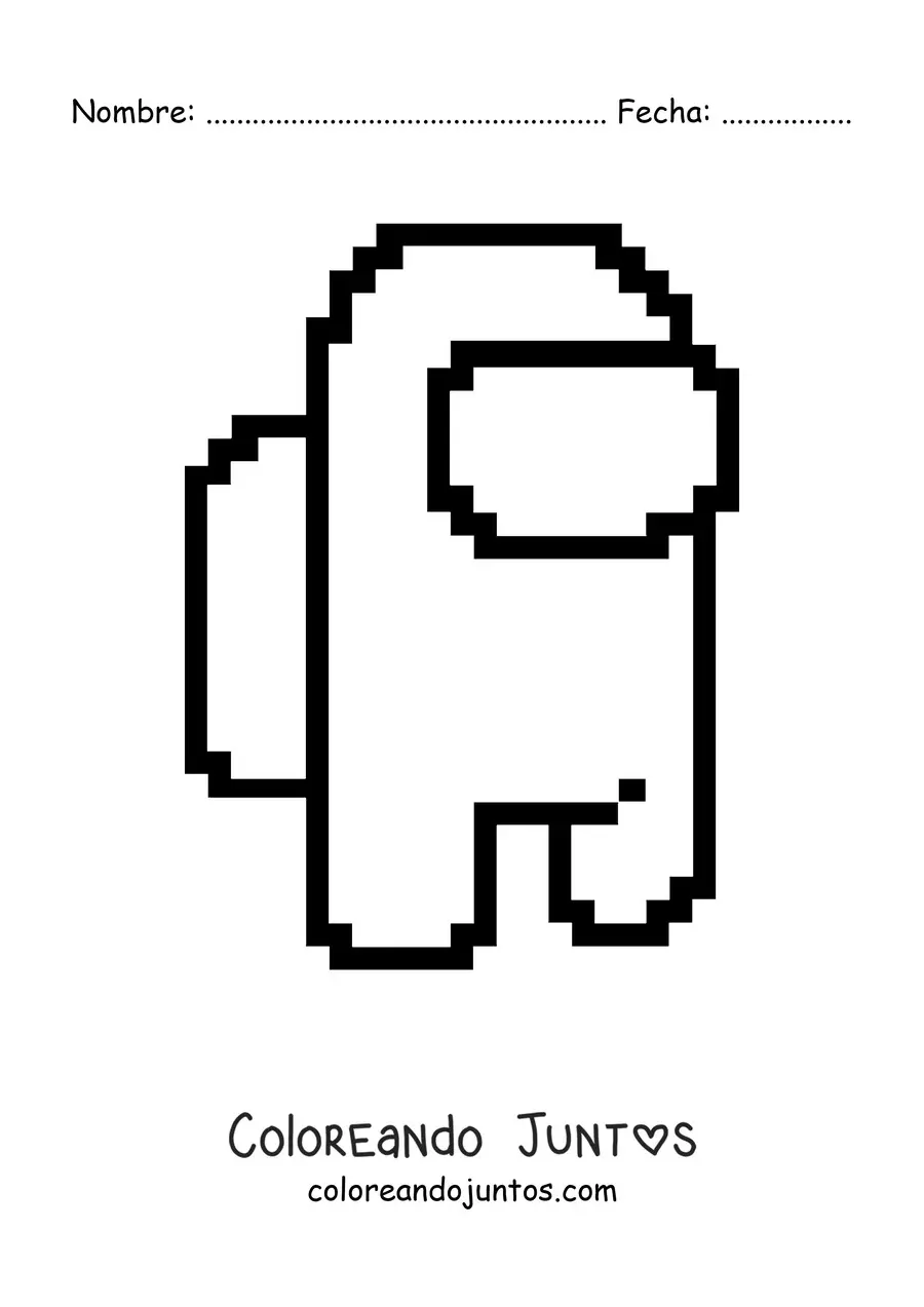 Imagen para colorear de un tripulante de Among Us en 8 bits