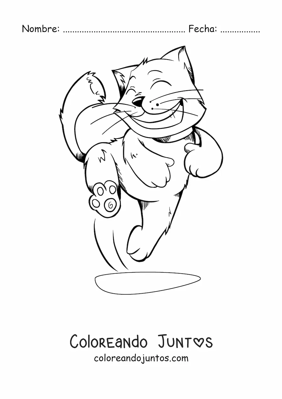 Imagen para colorear de un gato animado saltando