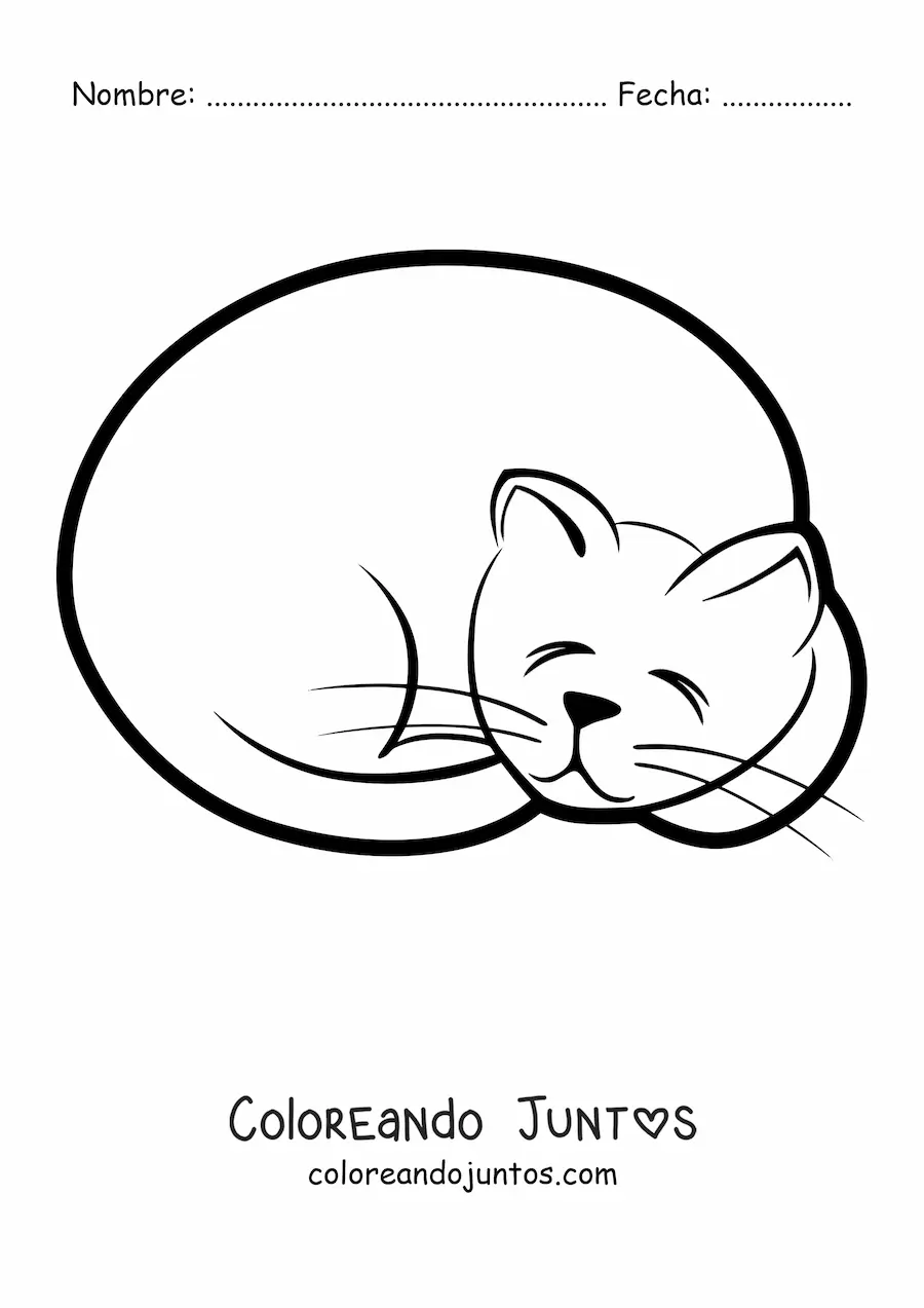 Imagen para colorear de un gato durmiendo