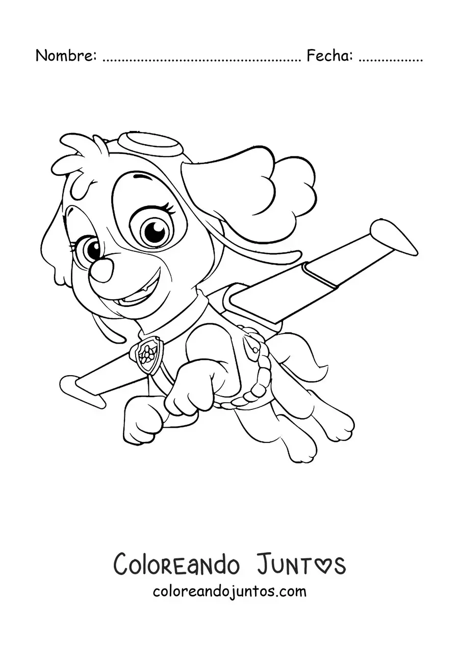 Imagen para colorear de Skye de Paw Patrol volando