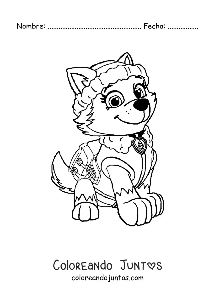 Imagen para colorear de Everest de Paw Patrol sentada