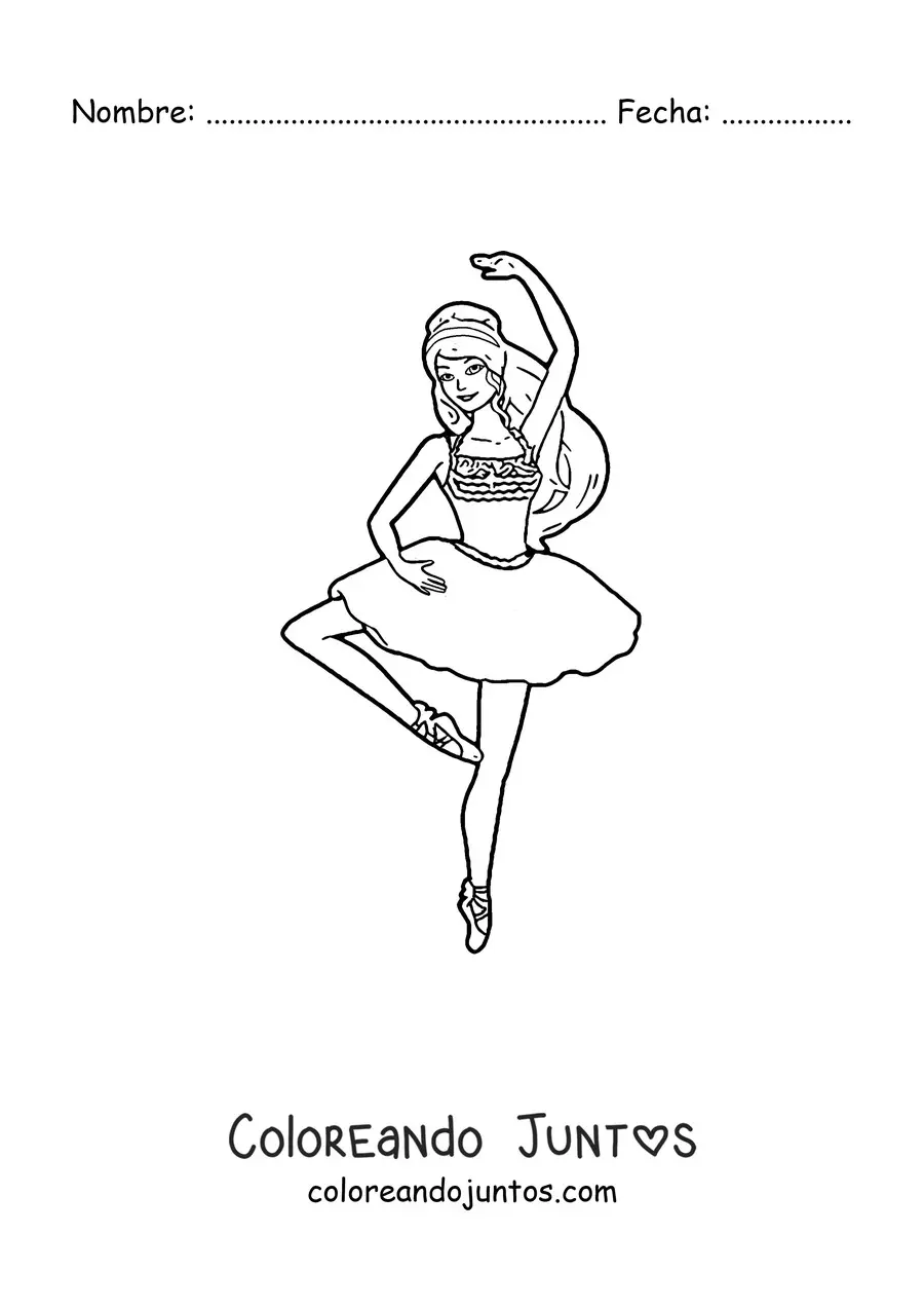 Imagen para colorear de Barbie vestida de bailarina