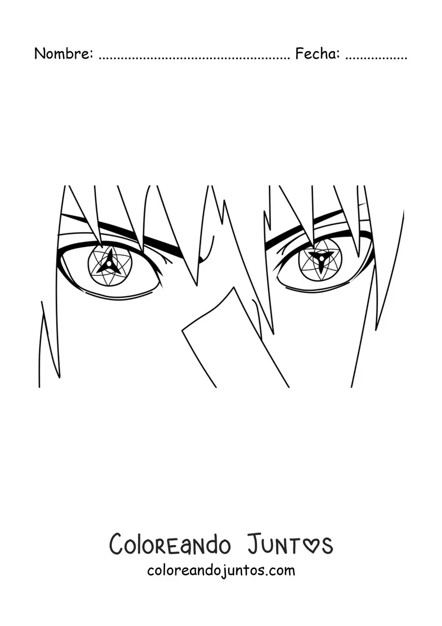 Imagen para colorear de los ojos de Sasuke con el Sharingan