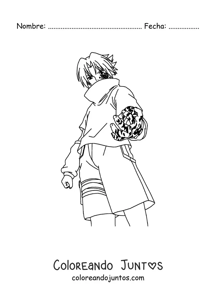 Imagen para colorear de Sasuke con la marca de la maldición