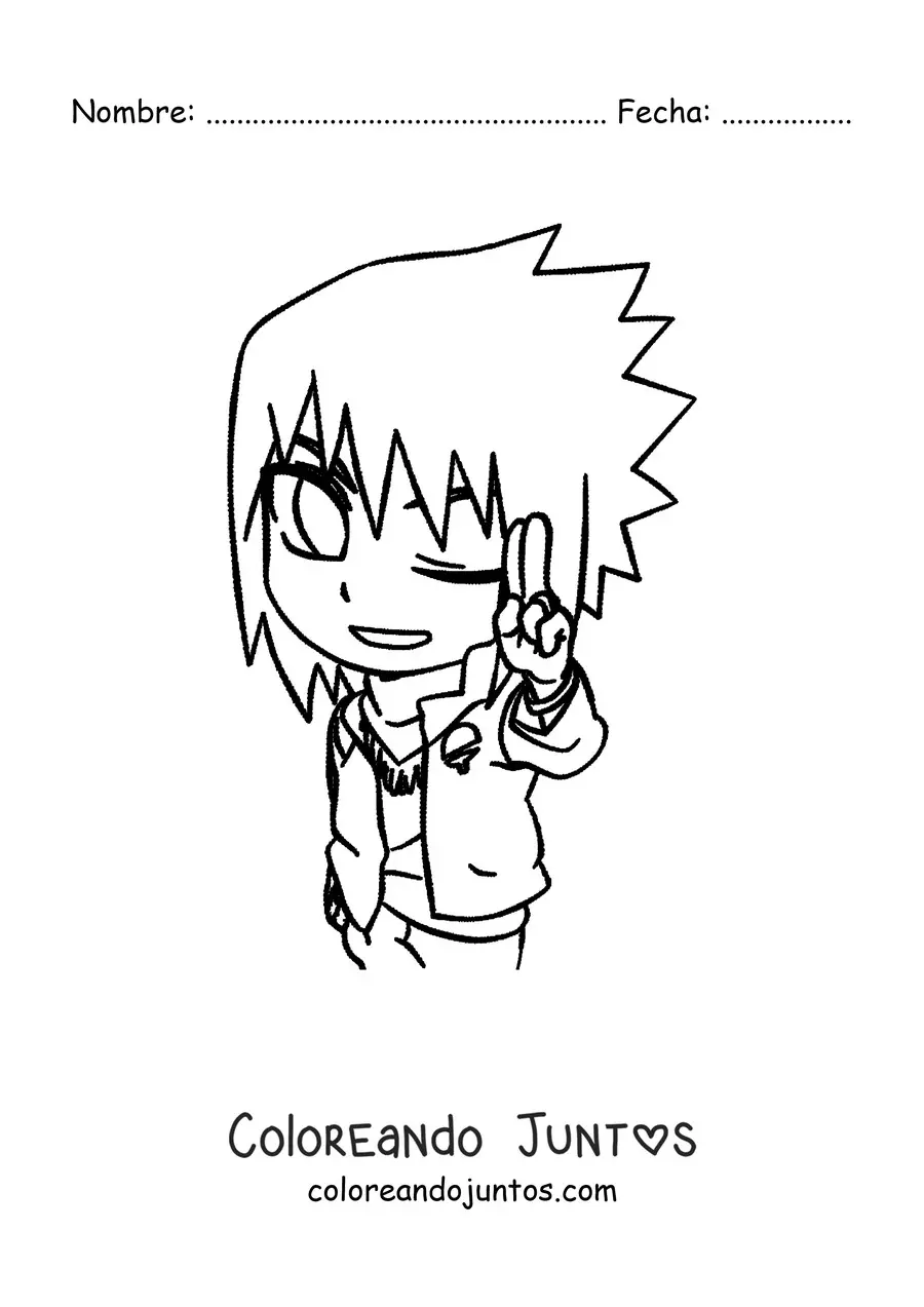 Imagen para colorear de Sasuke kawaii