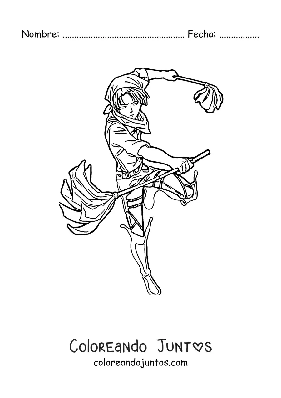 Imagen para colorear de Levi de Attack On Titan limpiando