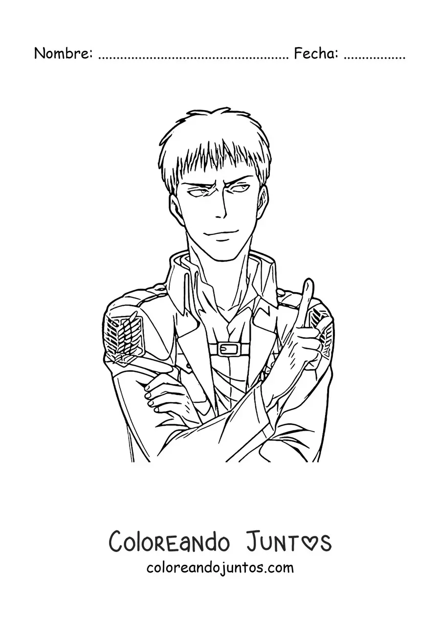 Imagen para colorear de Reiner de Attack On Titan