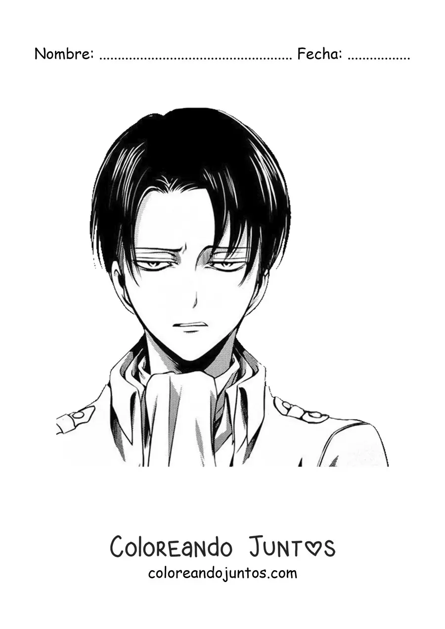 Imagen para colorear de la cara de Levi Ackerman de Attack On Titan