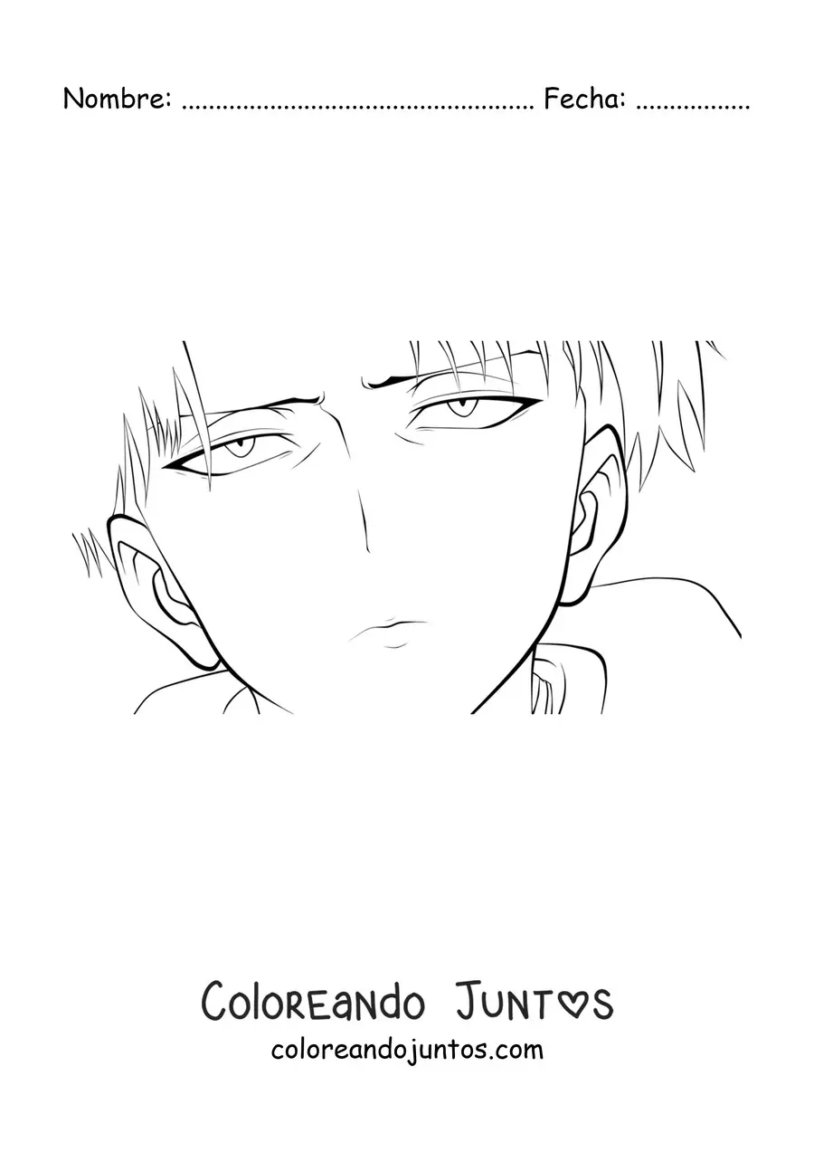 Imagen para colorear de la cara de Levi de Attack On Titan