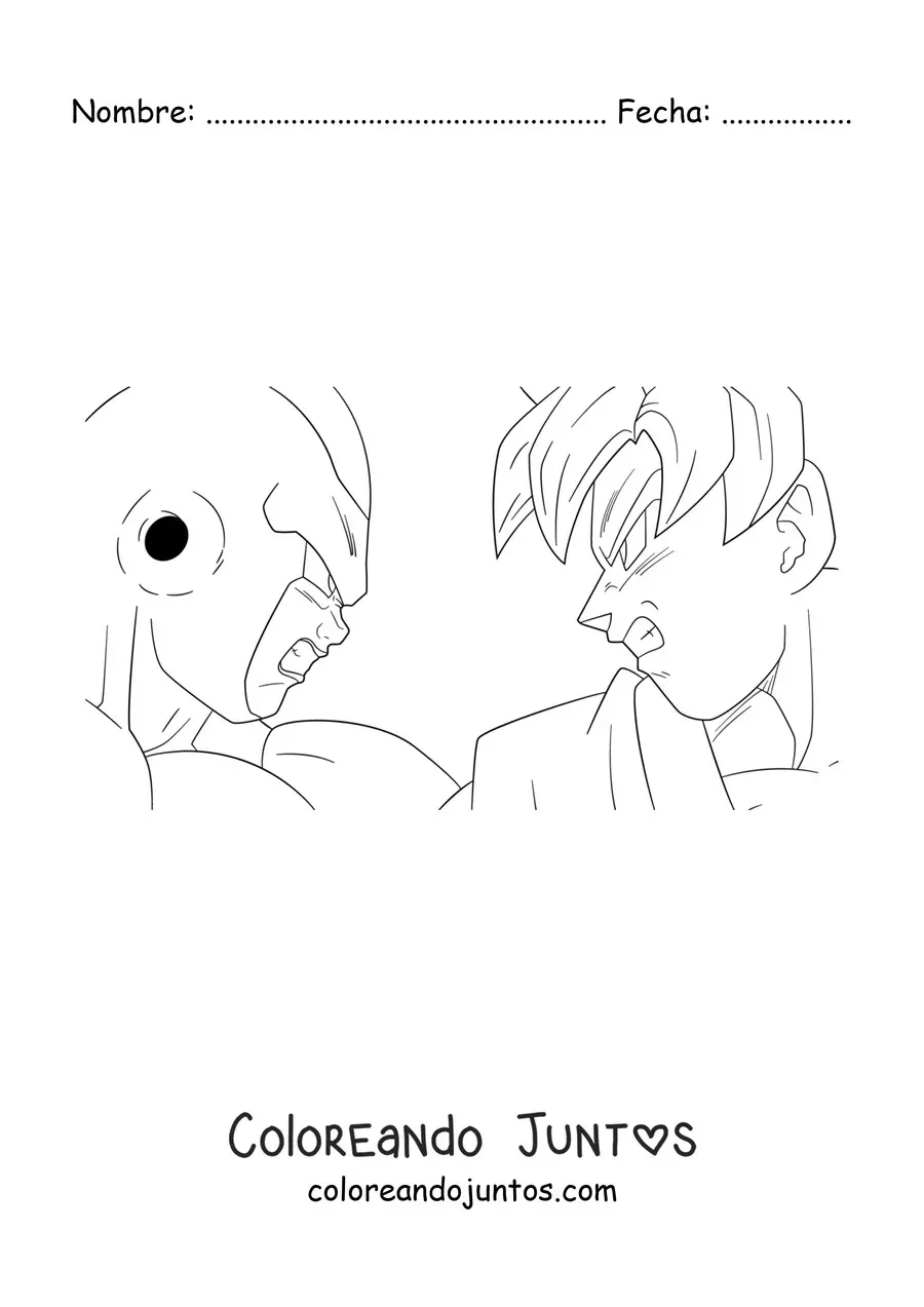 Imagen para colorear de Goku enfrentándose a Freezer de Dragon Ball
