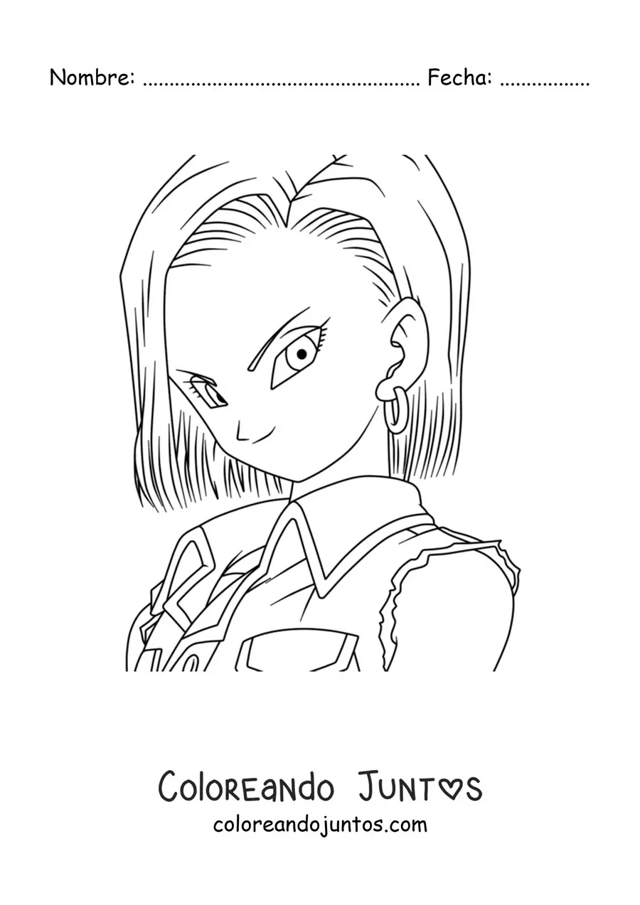 Imagen para colorear de la Androide número 18 de Dragon Ball