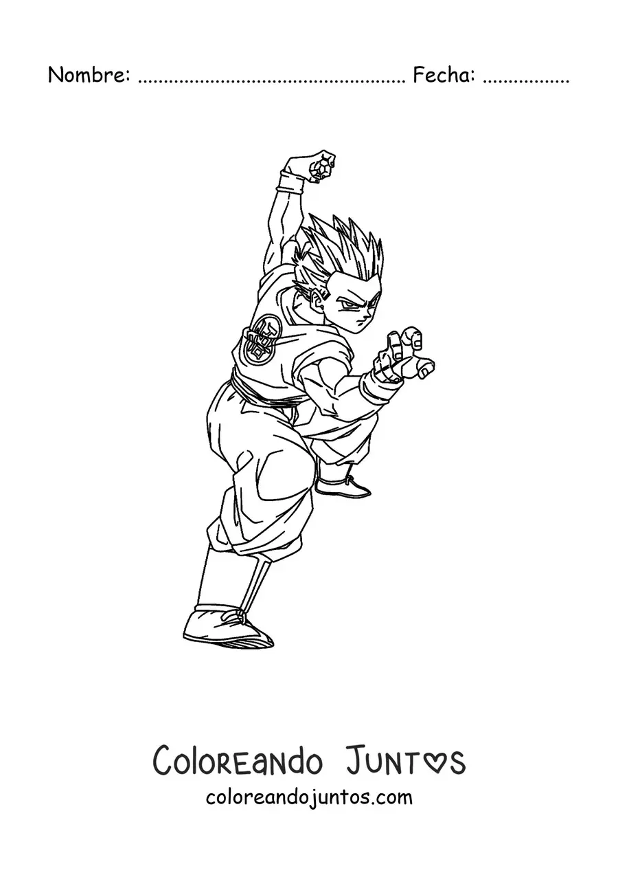 Imagen para colorear de Gohan de Dragon Ball