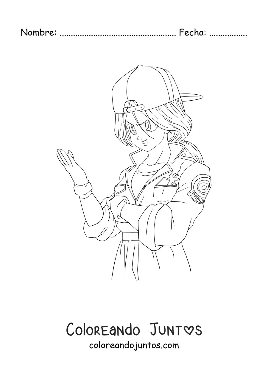 Imagen para colorear de Bulma del futuro alternativo de Dragon Ball