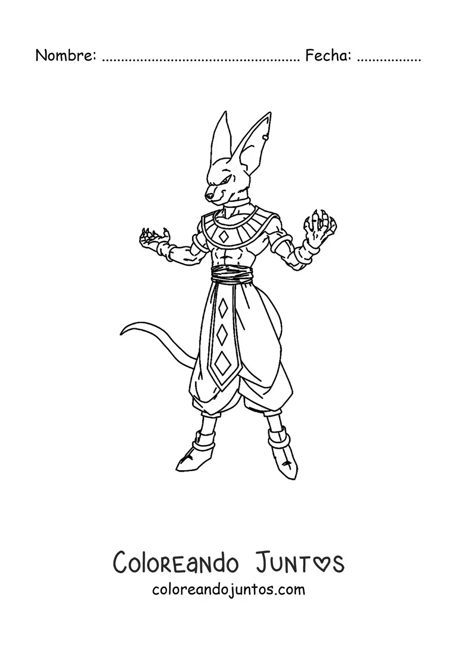 Imagen para colorear de Beerus de Dragon Ball