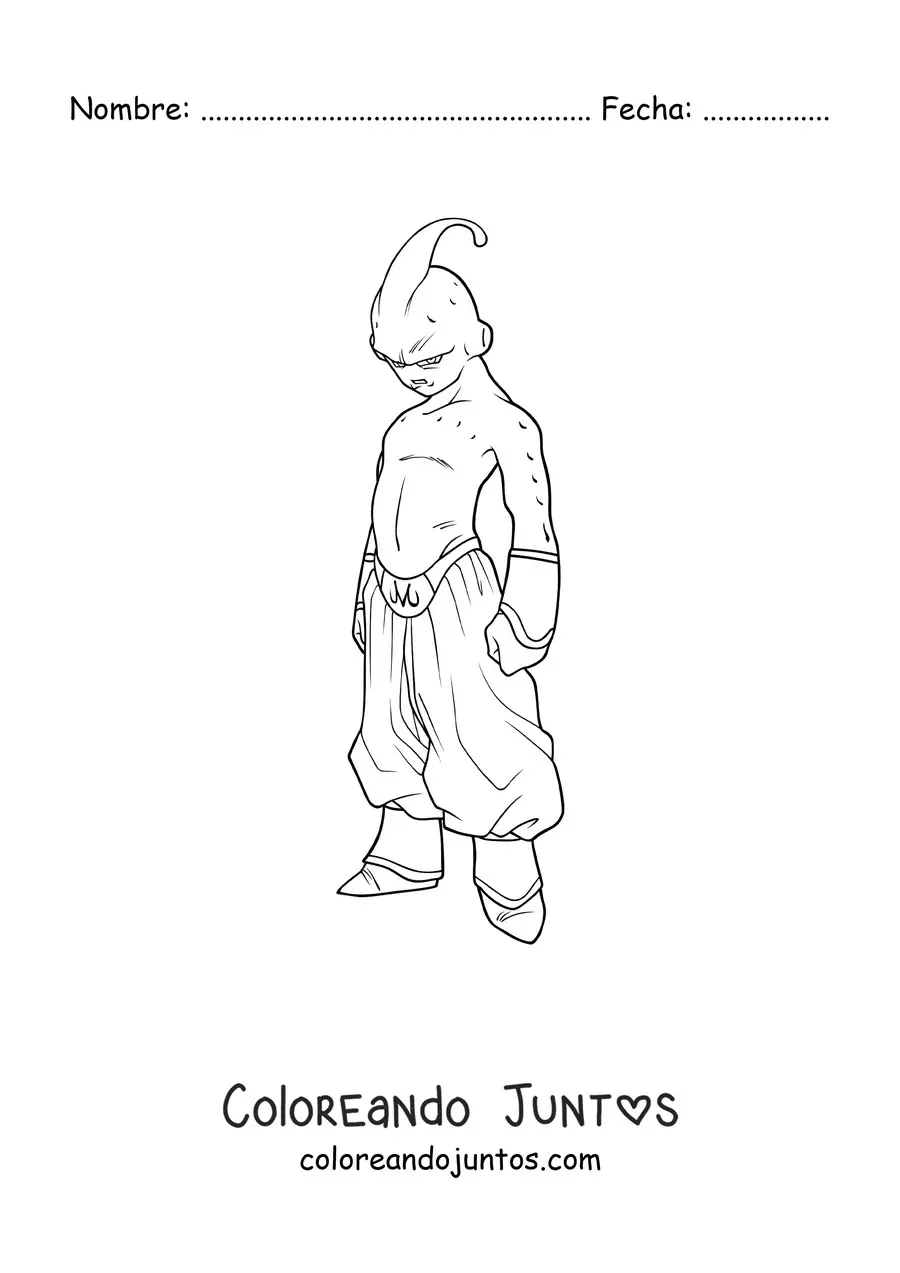 Imagen para colorear de Majin Buu de Dragon Ball