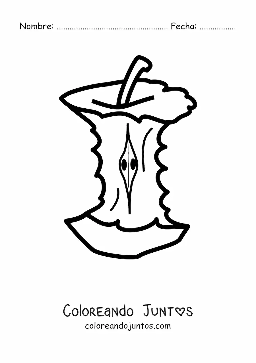 Imagen para colorear del corazón de una manzana
